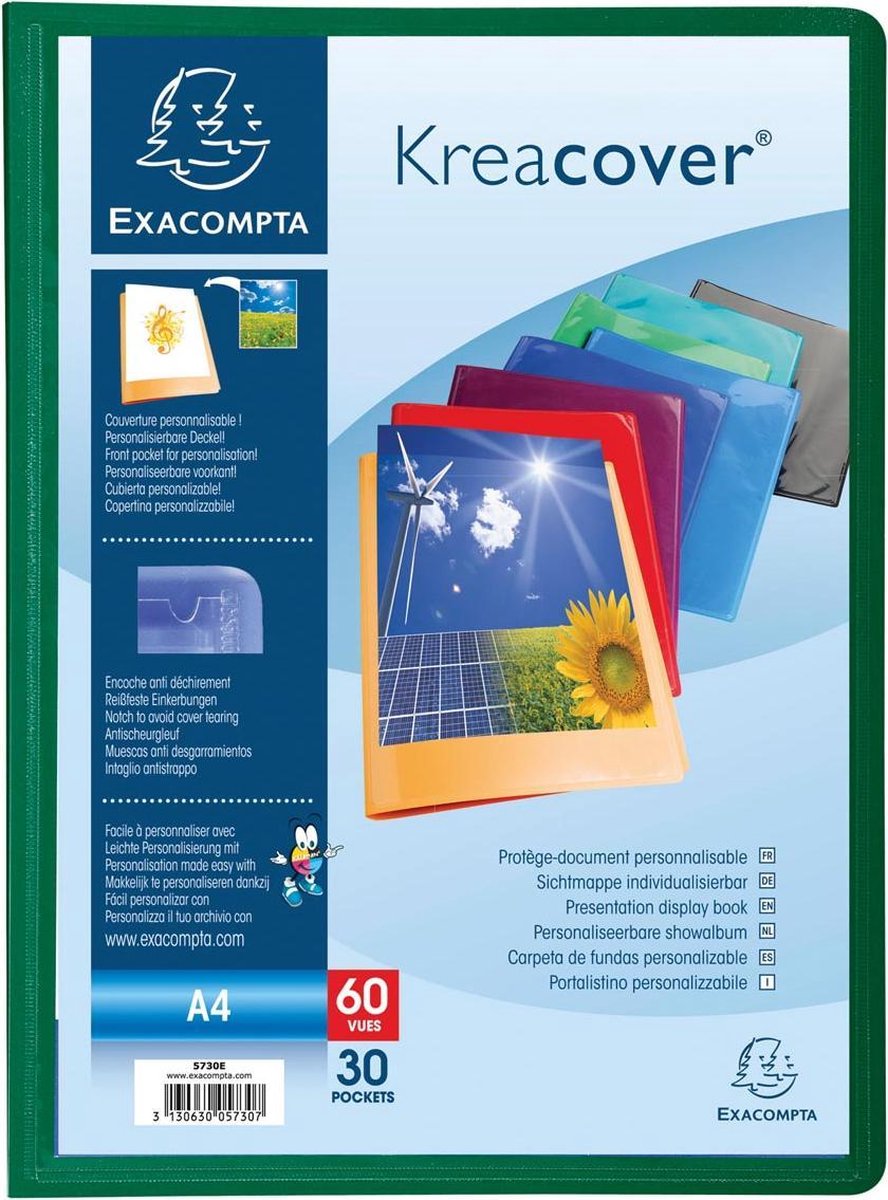 12 x Exacompta Sichtbuch Kreacover A4 30 Hüllen farbig sortiert