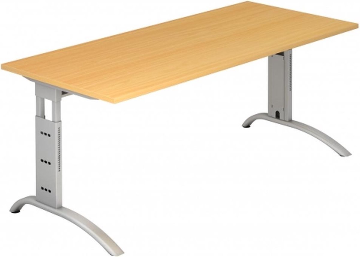 mcbuero.de Schreibtisch 180x80cm höhenverstellbar bis 85cm Buche