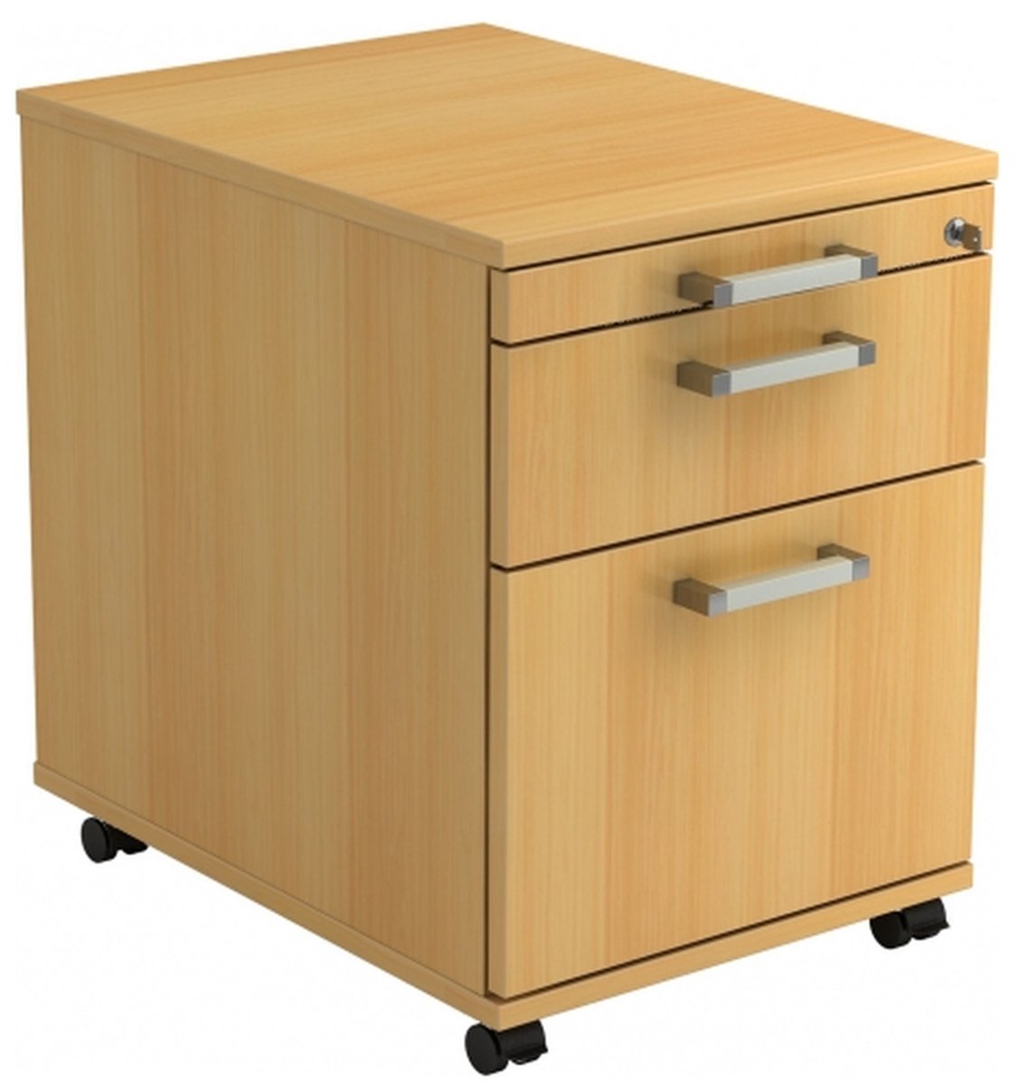 mcbuero.de Rollcontainer 58cm 1 Schub 1 Hängeregistratur Schloss Chrom