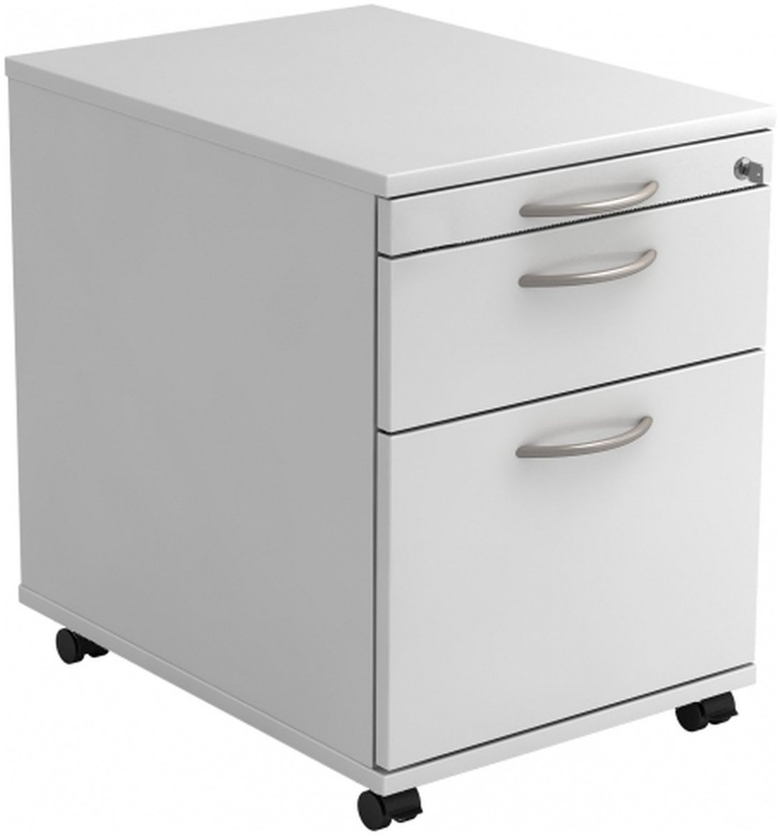 mcbuero.de Rollcontainer 58cm 1 Schub 1 Hängeregistratur Schloss Bogen