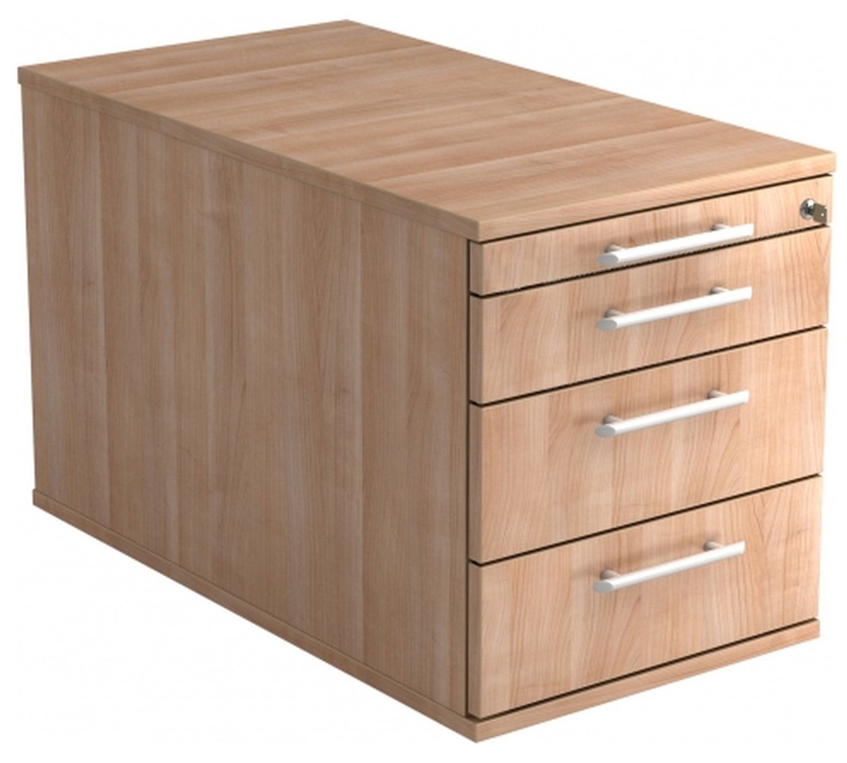 mcbuero.de Rollcontainer 80cm 3 Schub Schloss Relinggriff Nussbaum