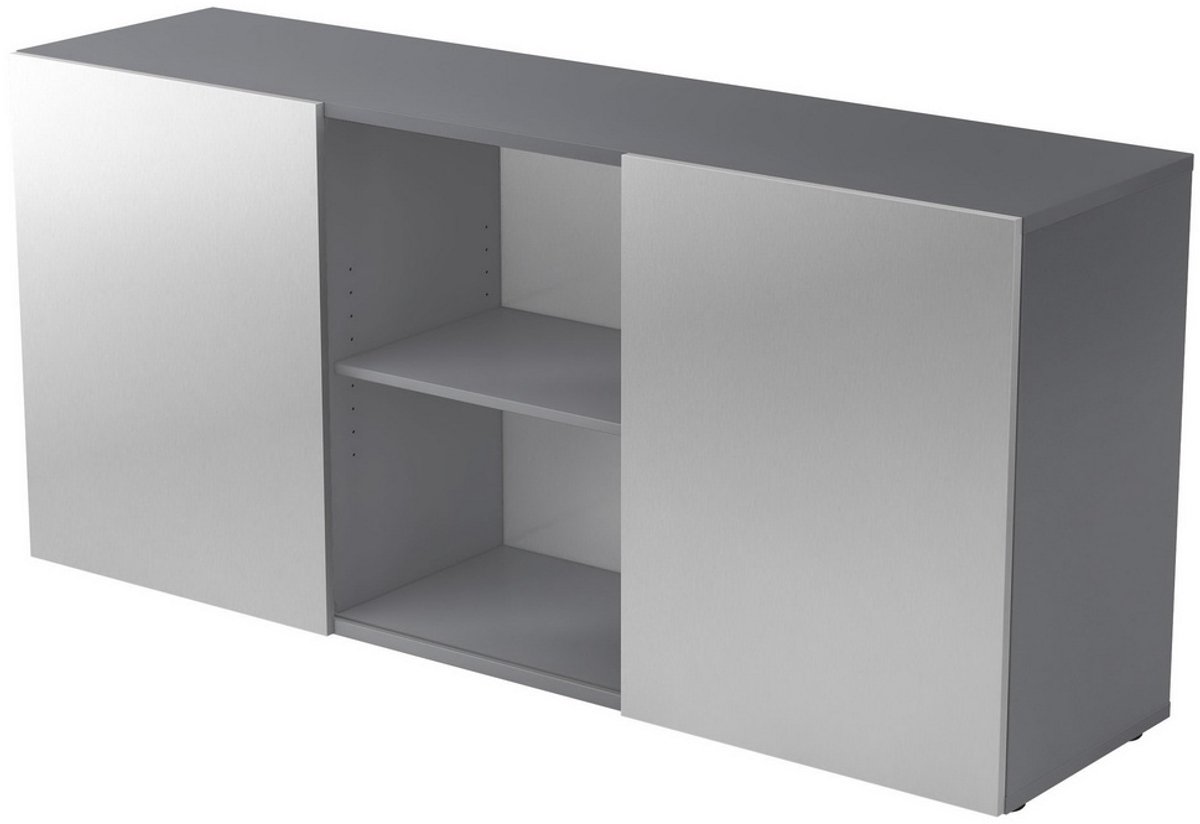 mcbuero.de Sideboard 2 OH BxTXH 160x42x74,8cm Schiebetüren Graphit/Sil
