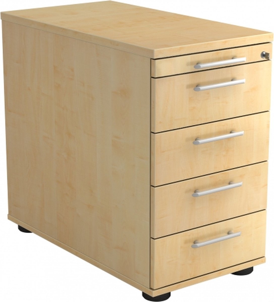 mcbuero.de Standcontainer 80cm 4 Schub Schloss Relinggriff Ahorn