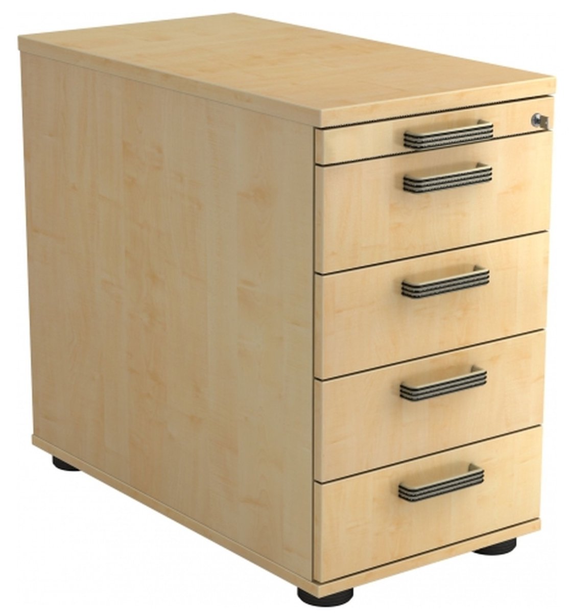mcbuero.de Standcontainer 80cm 4 Schub Schloss Streifengriff Ahorn