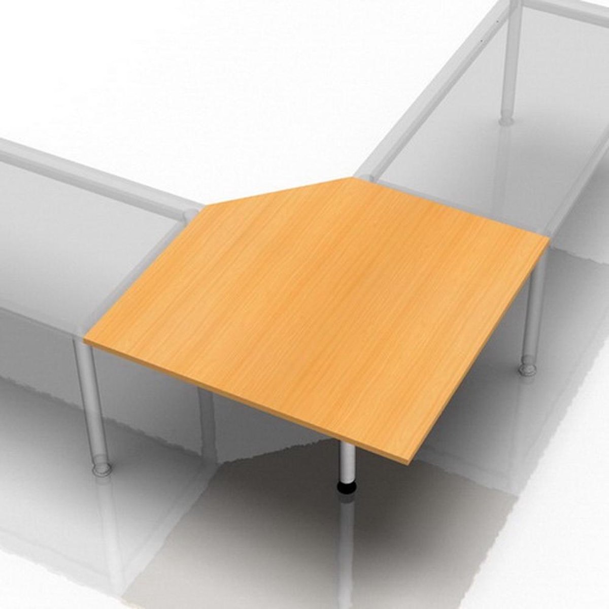 mcbuero.de Verkettungsplatte trapezform 120x120cm mit Fuß eckig Buche