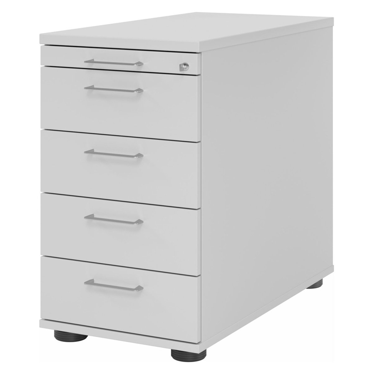 mcbuero.de Standcontainer 80cm 4 Schub Schloss Bügelgriff Grau