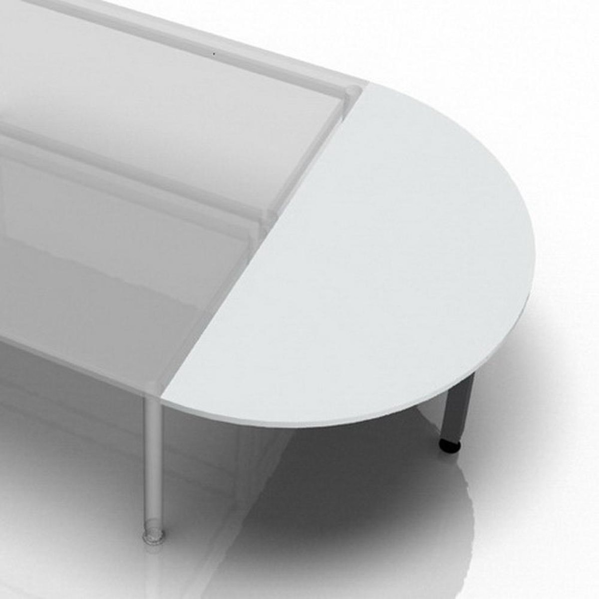 mcbuero.de Anbautisch 160x80cm 2xViertelkreis/Fuß eckig Grau/Graphit