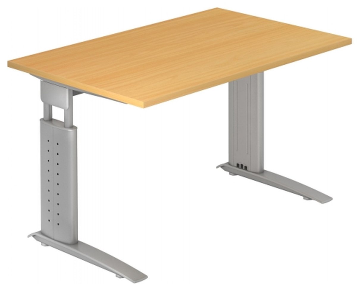 mcbuero.de Schreibtisch C-Fuß 120x80cm Buche/Silber