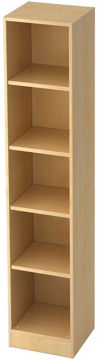 mcbuero.de Regal schmal 5 OH BxTxH 40,6x40x200,4cm Sockelblende Ahorn