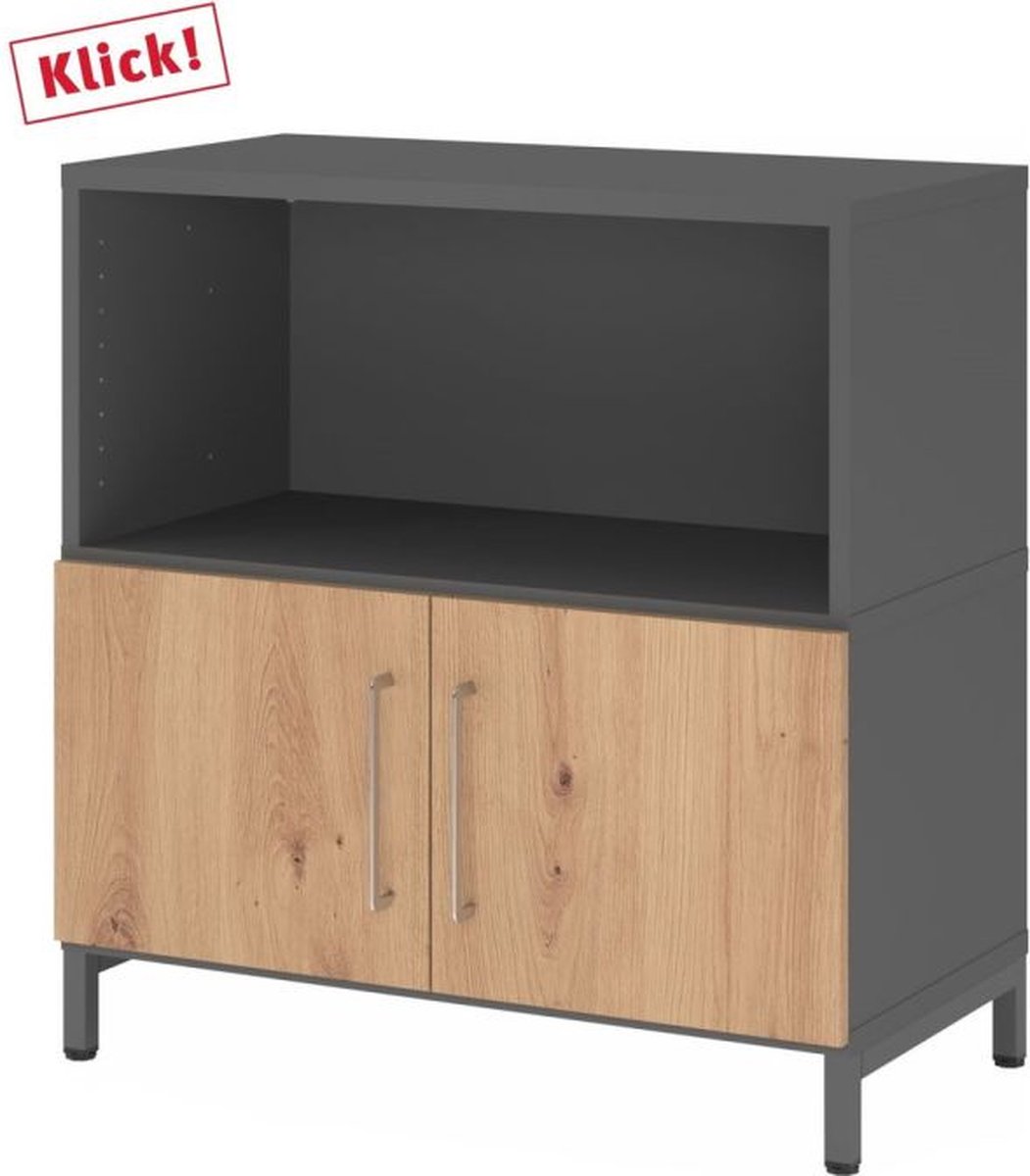 mcbuero.de Regal FlexWall Türen 2OH Sockel graphit/asteiche