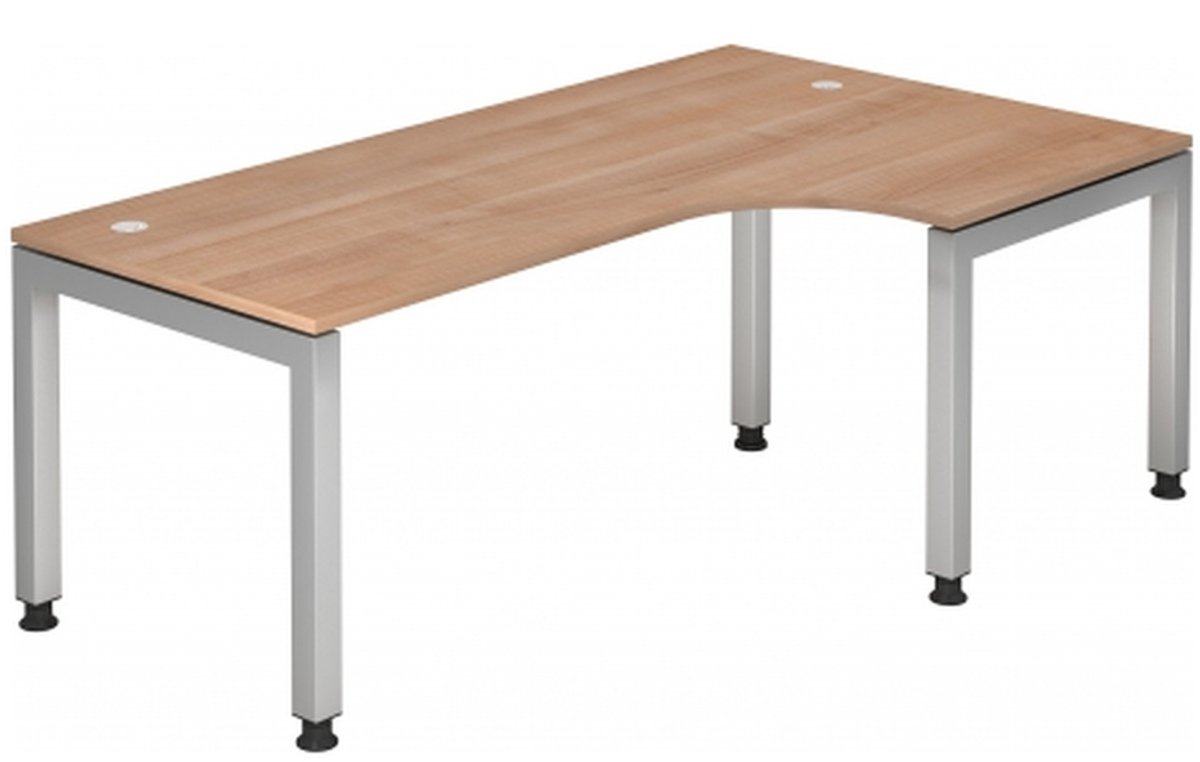 mcbuero.de Schreibtisch 200x120cm 90 Grad Nussbaum