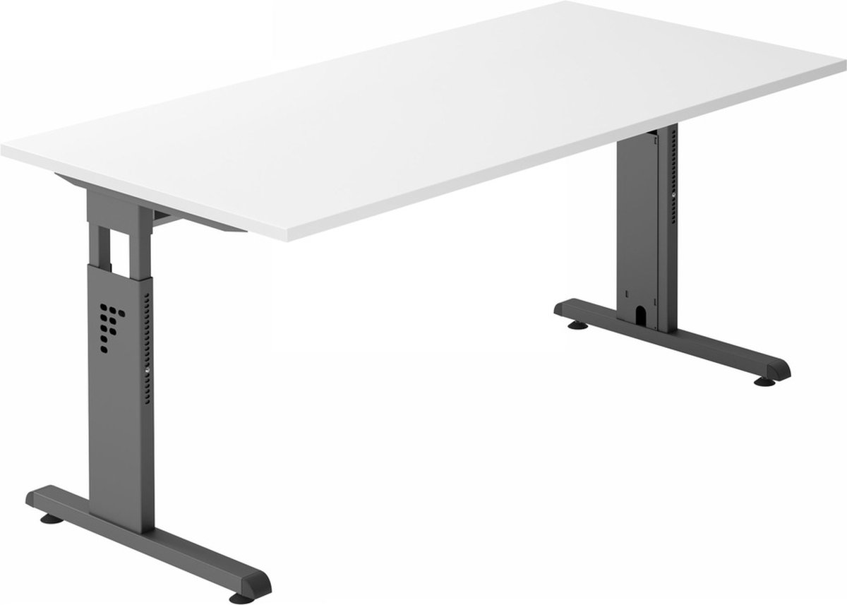 mcbuero.de Schreibtisch VOS16/W/G C-Fuß 160x80cm weiß/graphit