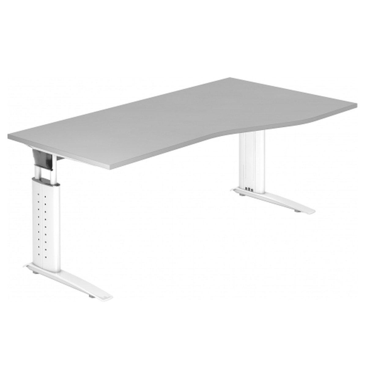 mcbuero.de Schreibtisch C-Fuß 180x100/80cm Grau/Weiß
