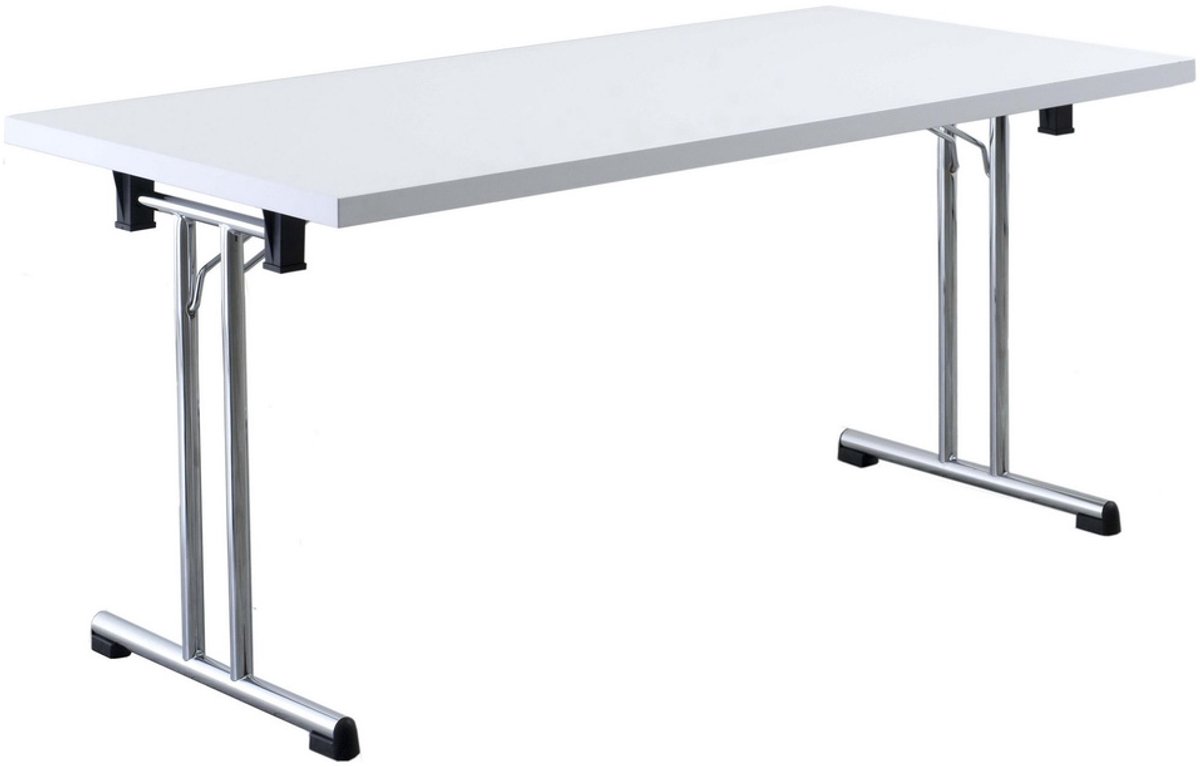 mcbuero.de Klapptisch 160x80 cm Weiß/Chromgestell