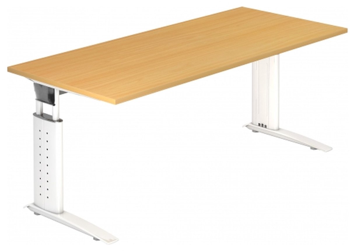mcbuero.de Schreibtisch C-Fuß 180x80cm Buche/Weiß