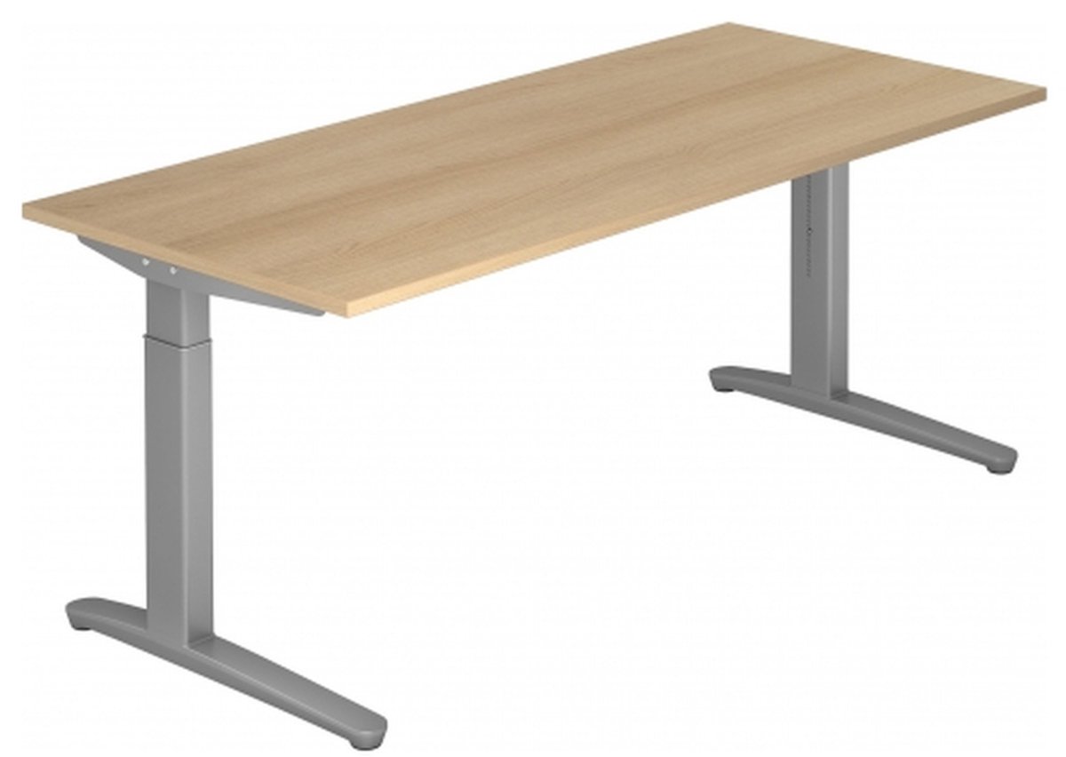 mcbuero.de Schreibtisch C-Fuß 180x80cm Eiche/Silber