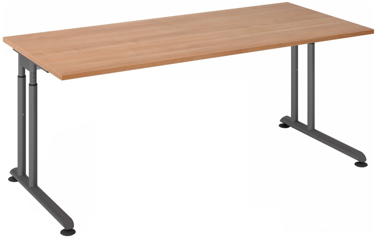 mcbuero.de Schreibtisch C-Fuß 180x80cm Nussbaum/Graphit