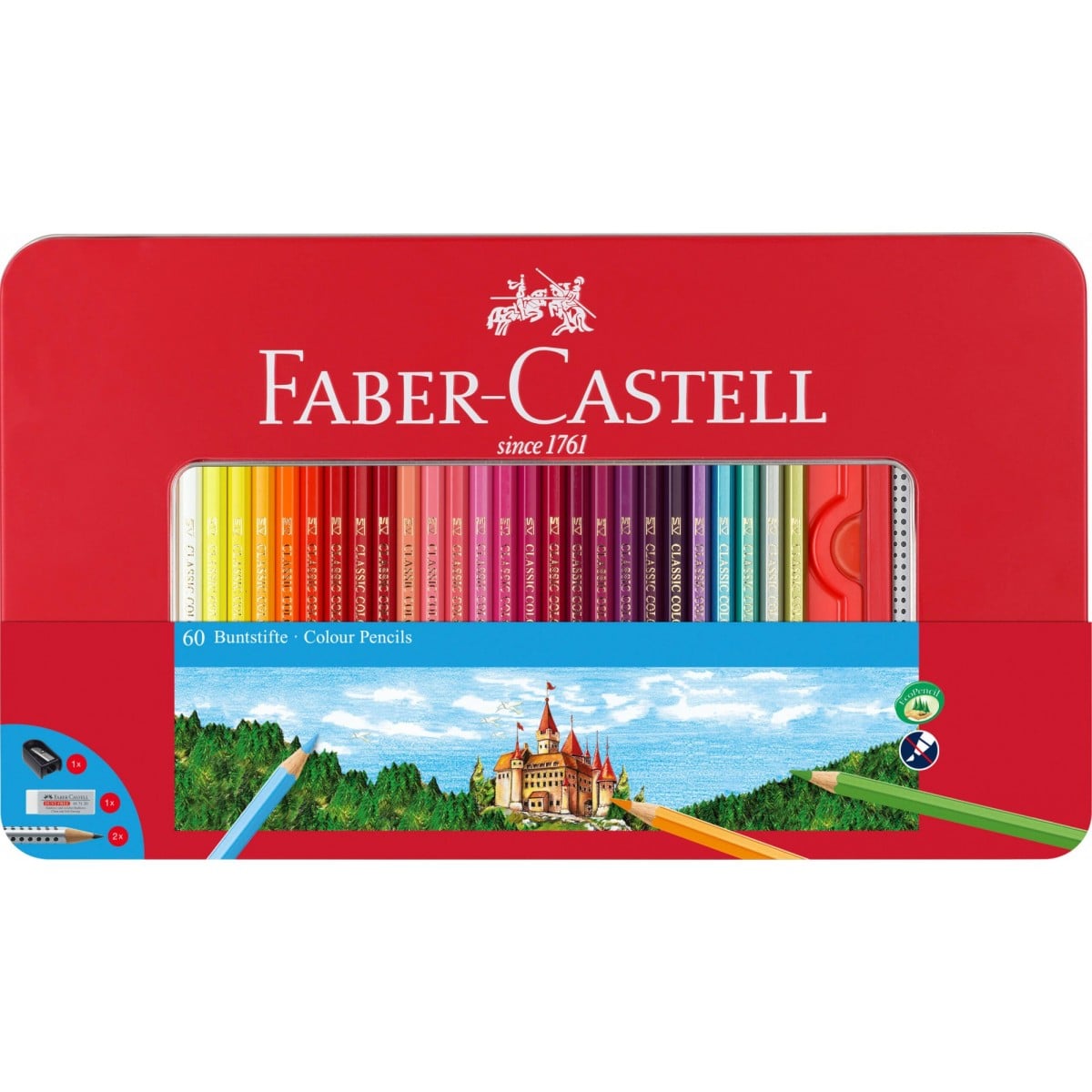 Faber Castell Buntstift hexagonal sortiert VE=60 Stück Metalletui