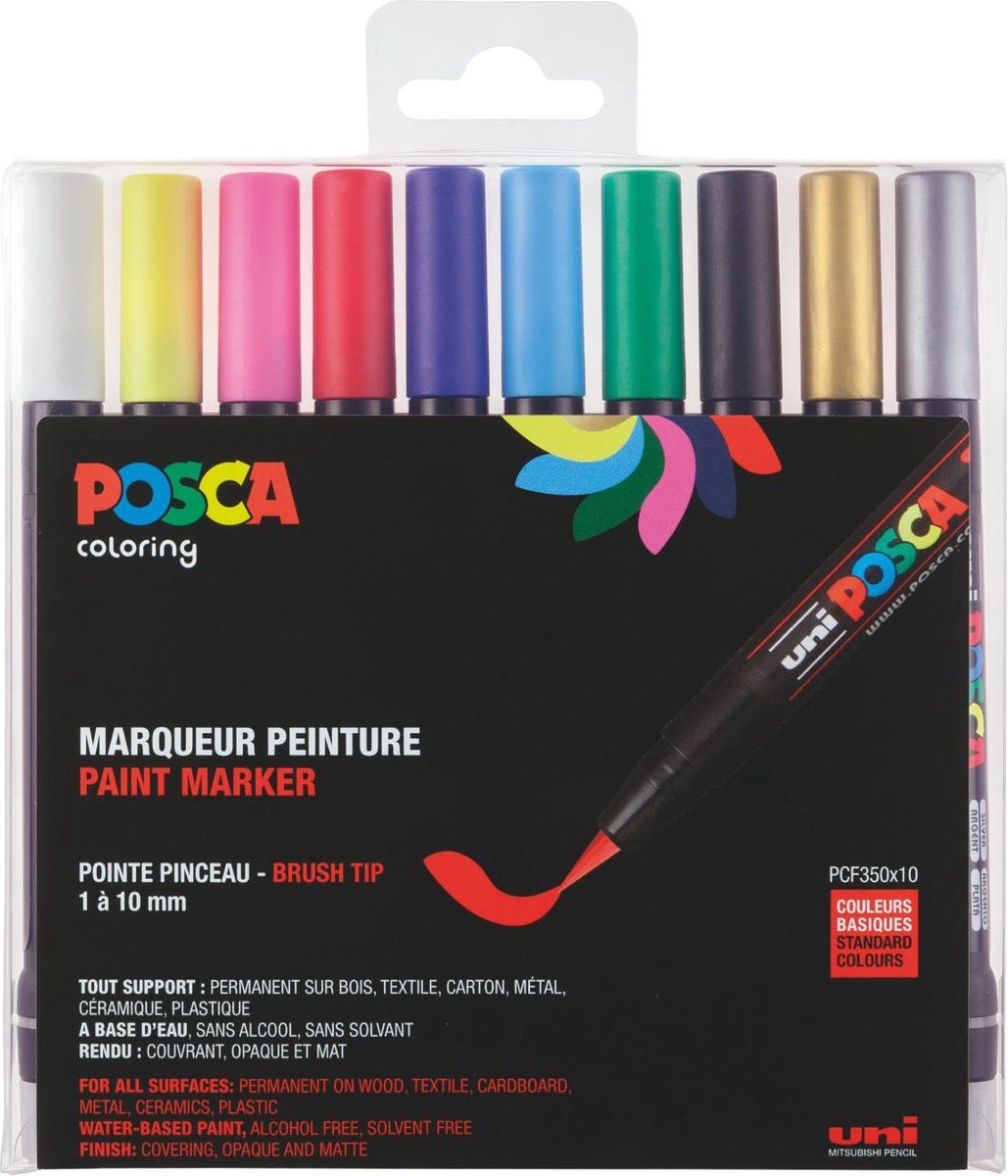 Uni-Ball Fasermaler Uni Posca PCF-350 1-10mm sortiert VE=10 Stück