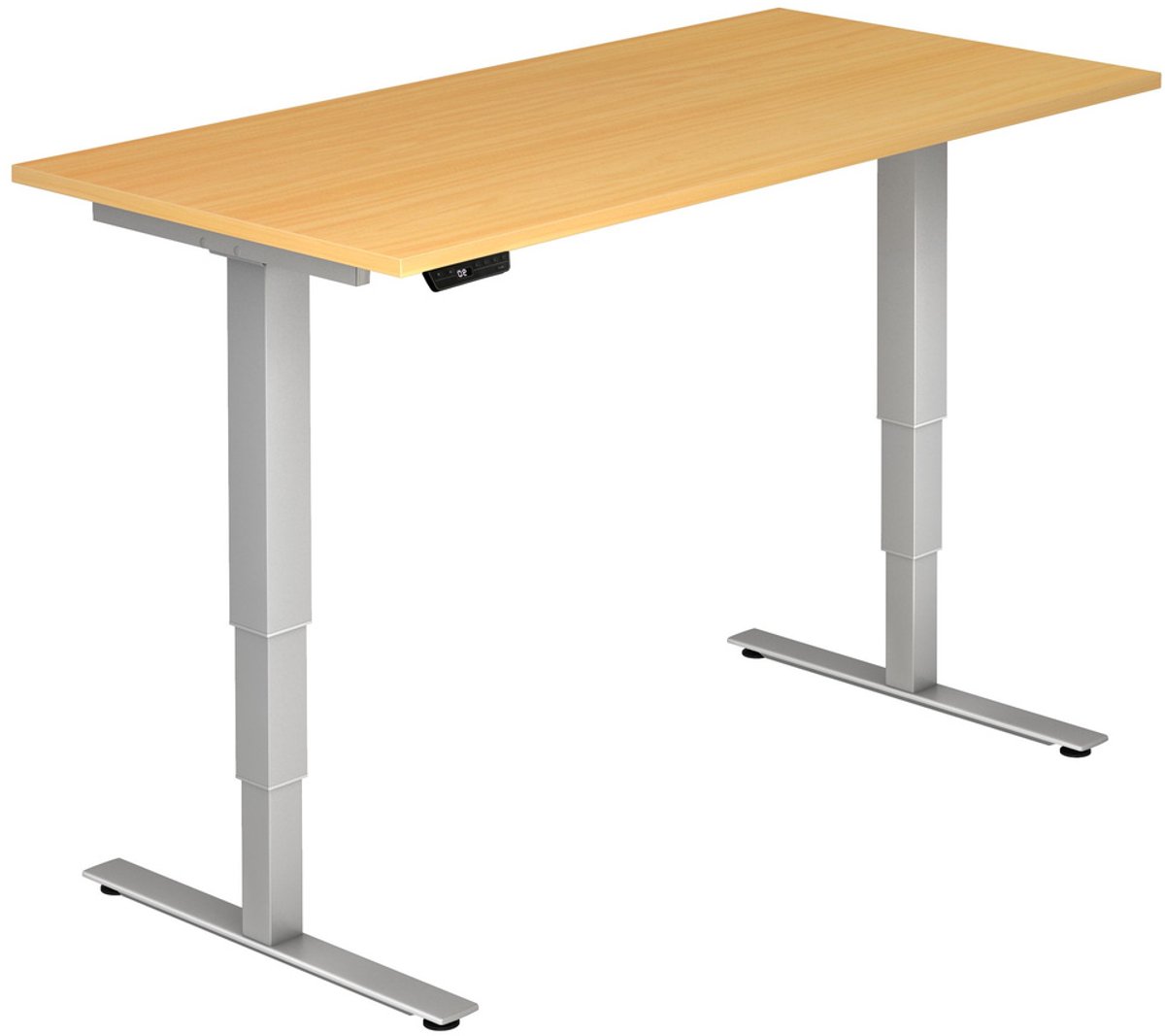 mcbuero.de Schreibtisch 160x80x62-127cm Buche/silber elektrisch höhenv