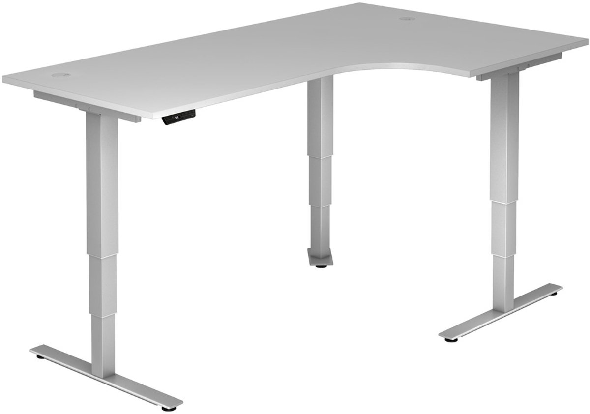 mcbuero.de Schreibtisch 200x120x62-127cm grau/silber elektrisch höhenv