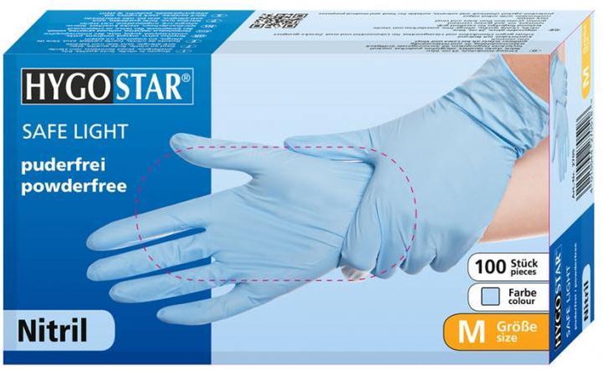 10 x HygoStar Nitril-Handschuh Safe Super Stretch puderfrei XL 24cm bl