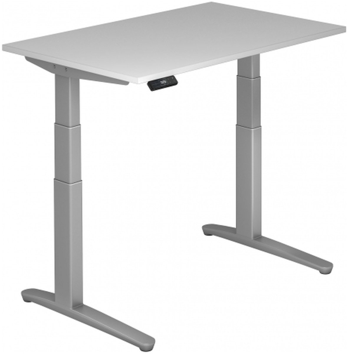 mcbuero.de Sitz-Steh-Schreibtisch elektrisch 120x80cm Grau/Silber