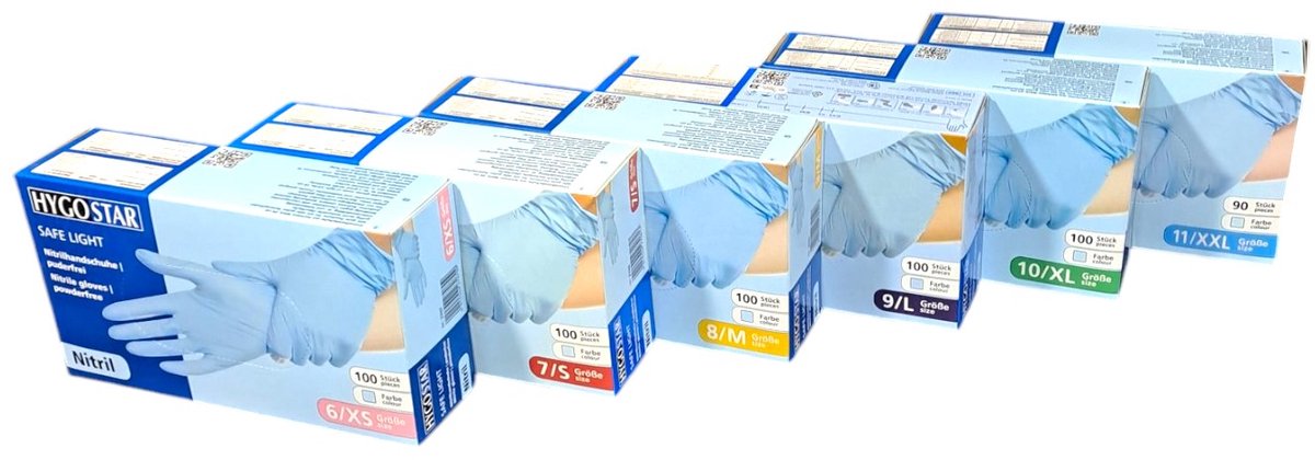 10 x HygoStar Nitril-Handschuh Safe Light puderfrei M 24cm blau VE=100