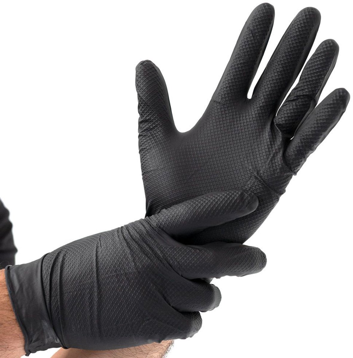 10 x HygoStar Nitril-Handschuh Power Grip puderfrei XL 24cm schwarz VE