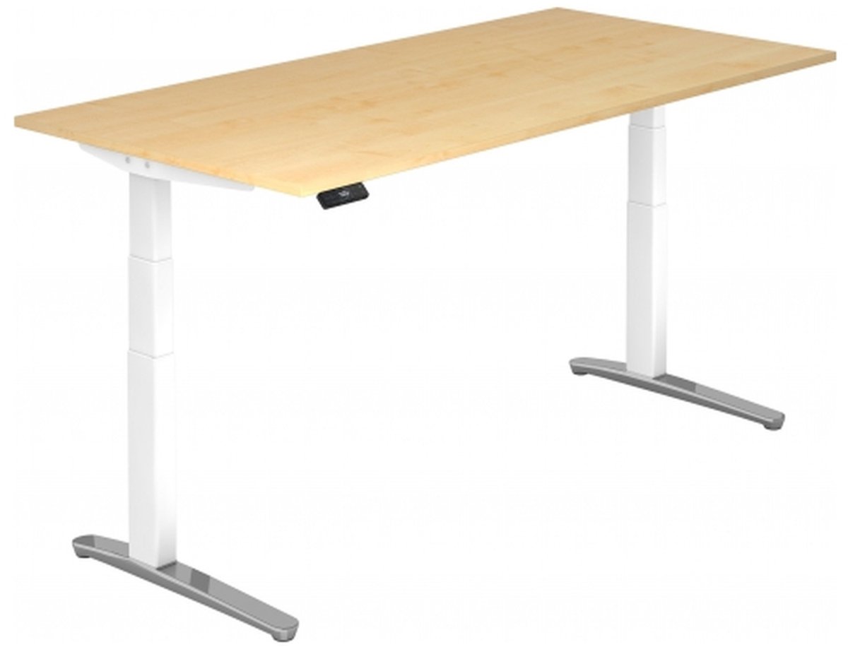 mcbuero.de Sitz-Steh-Schreibtisch elektrisch 200x100cm Ahorn/Weiß-alu