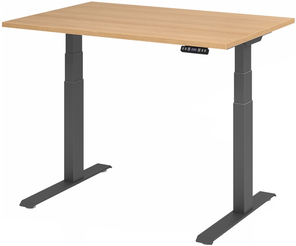 mcbuero.de Sitz-Steh-Schreibtisch elektrisch 120x80cm Eiche/Silber