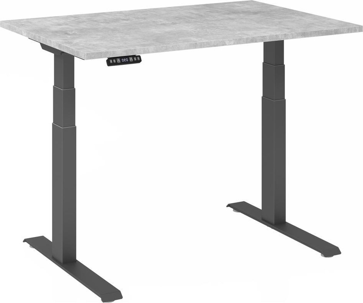 mcbuero.de Sitz-Steh-Schreibtisch elektrisch 120x80cm Beton/Silber