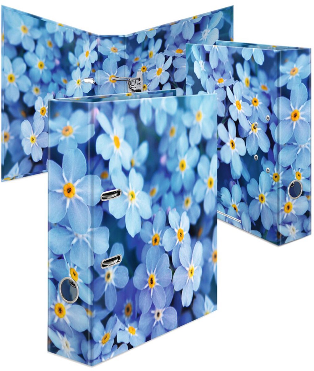10 x HERMA Motiv-Ordner A4 7cm Blue Flowers