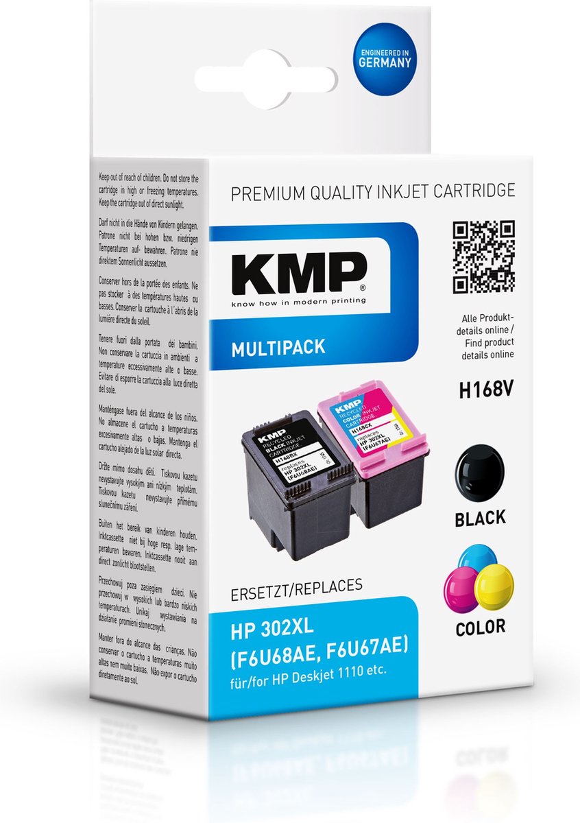 HP KPM Tintenpatrone H168V 1746,4030 wie HP 302XL schwarz/farbig 2 Stü