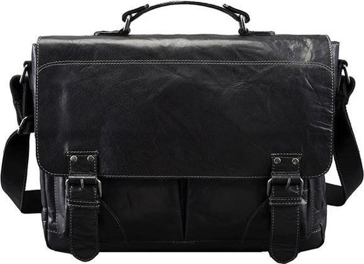 Pride & Soul Umhängetasche Baggie Bag XL 420x320x100mm Leder schwarz