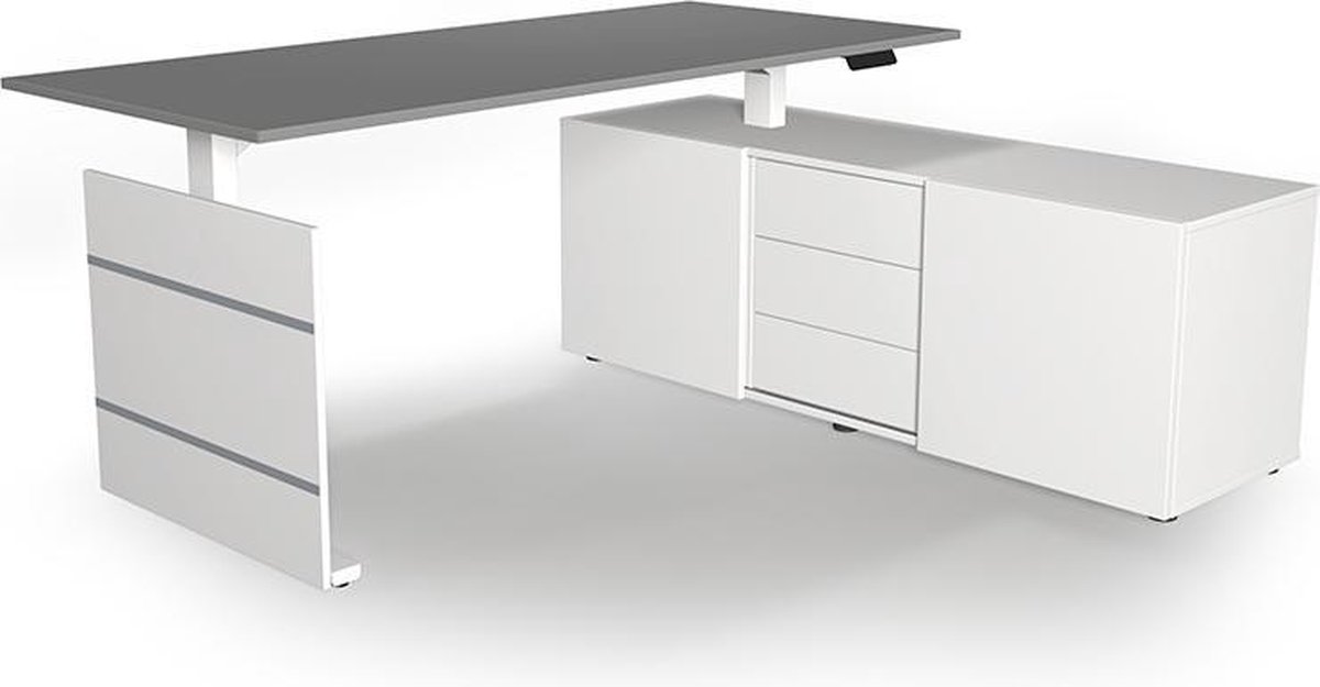 Kerkmann Sitz-/Stehtisch Move 3 180x80x72-120 mit Sideboard grafit