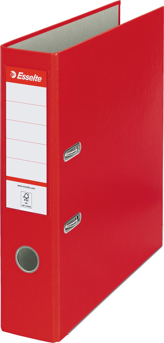 20 x Esselte Ordner Plastik Eco mit Schlitzen A4 75mm rot