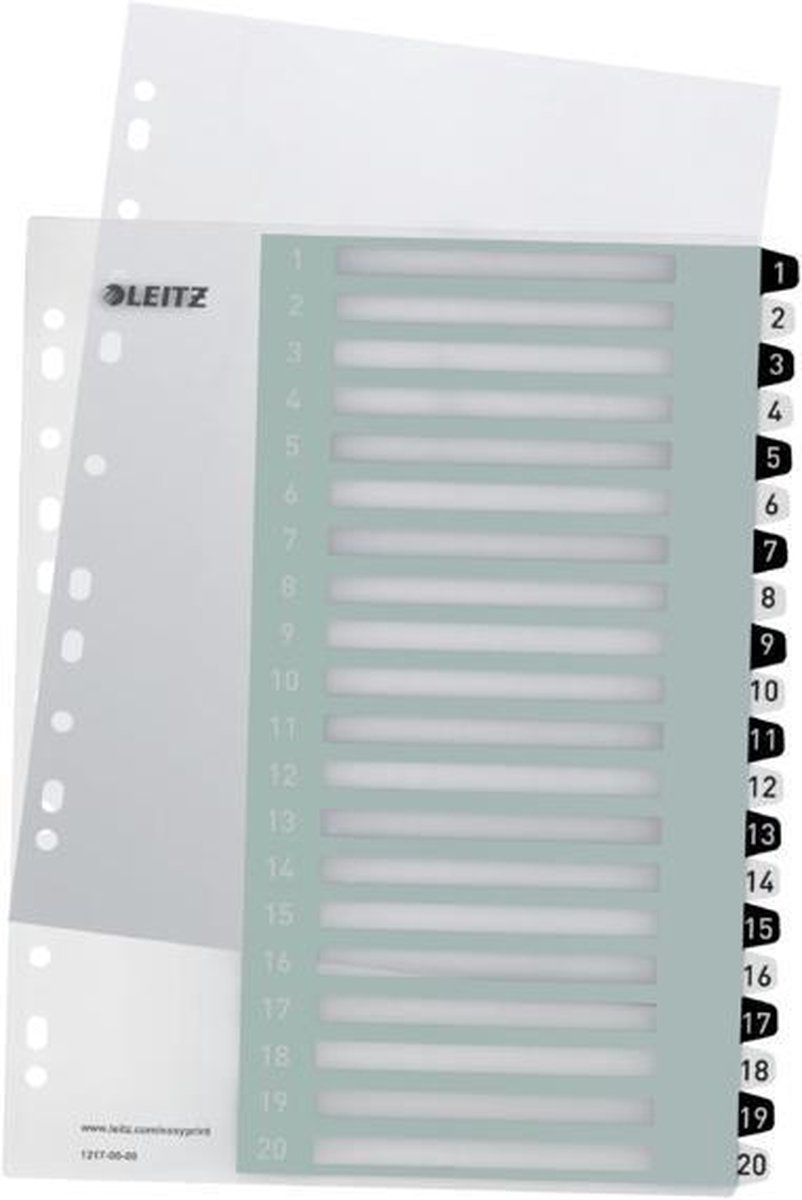 6 x Leitz Plastikregister Wow 1-20 beschriftbar A4 PP 20 Blatt weiß/sc