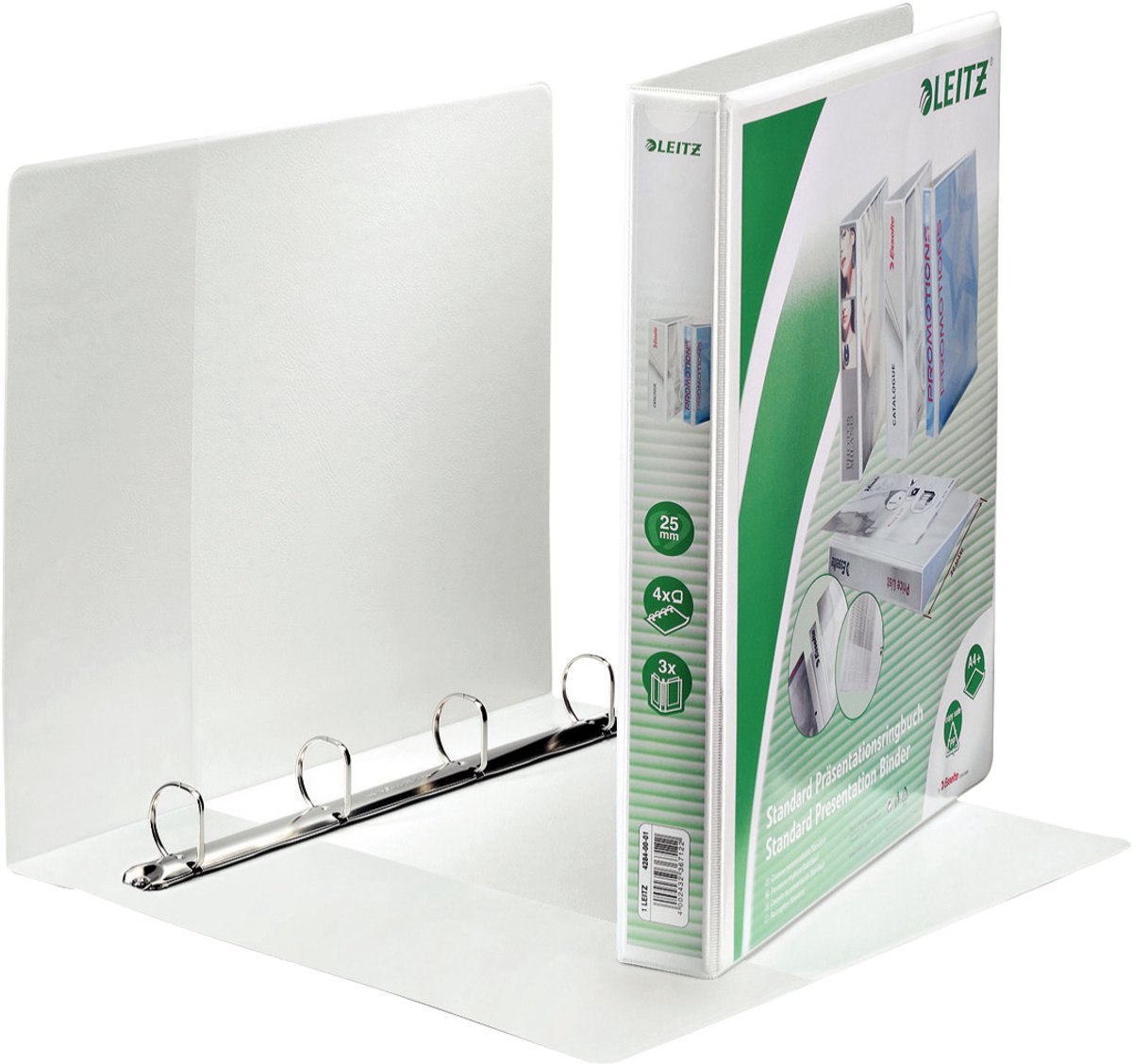 6 x Leitz Ringbuch A4 4 Ringe 25mm weiß