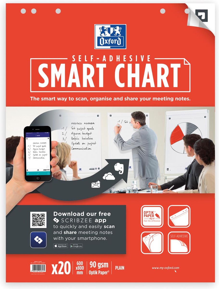3 x Oxford Flipchartblock Smart Chart selbstklebend 60x80cm 20 Blatt 9