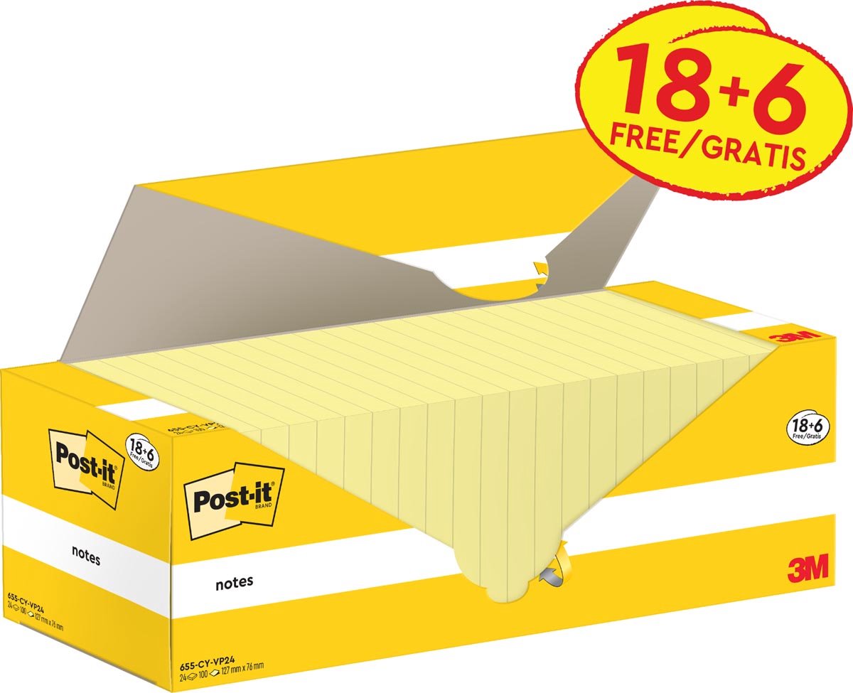 Post-it Haftnotiz Notes 655-CY-VP24 127x76mm sortiert 24x100 Blatt