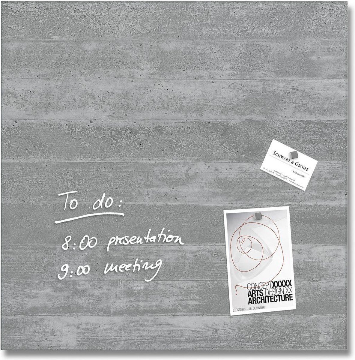 Sigel Glas-Magnetboard artverum 48x48cm Sichtbeton