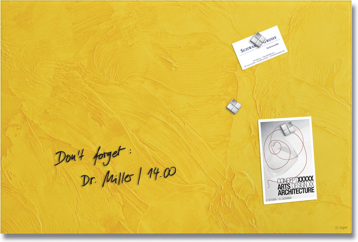 Sigel Glas-Magnettafel Artverum 60x40cm Yellow Structure matt