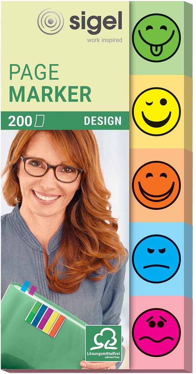 10 x Sigel Haftmarker Design -Smile- 50x100mm 80g/qm 5 Smile-Motive im