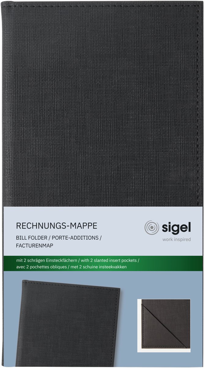 5 x Sigel Rechnungs-Mappe Kunststoff schwarz 130x230x10mm