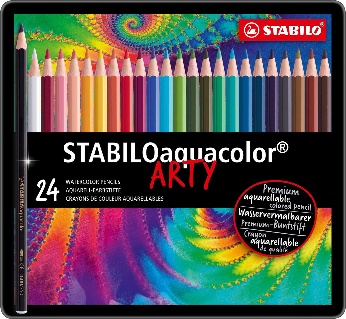 5 x Stabilo Aquarell-Buntstift Stabiloaquacolor Metalletui mit 24 Stif