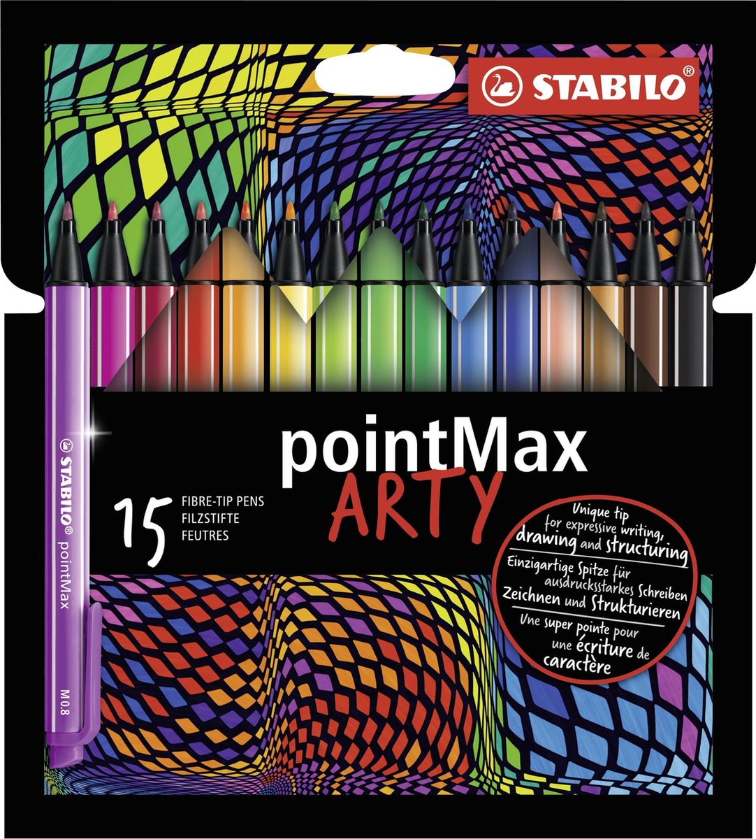 6 x Stabilo Filzschreiber pointMax Etui Arty VE=15 Farben