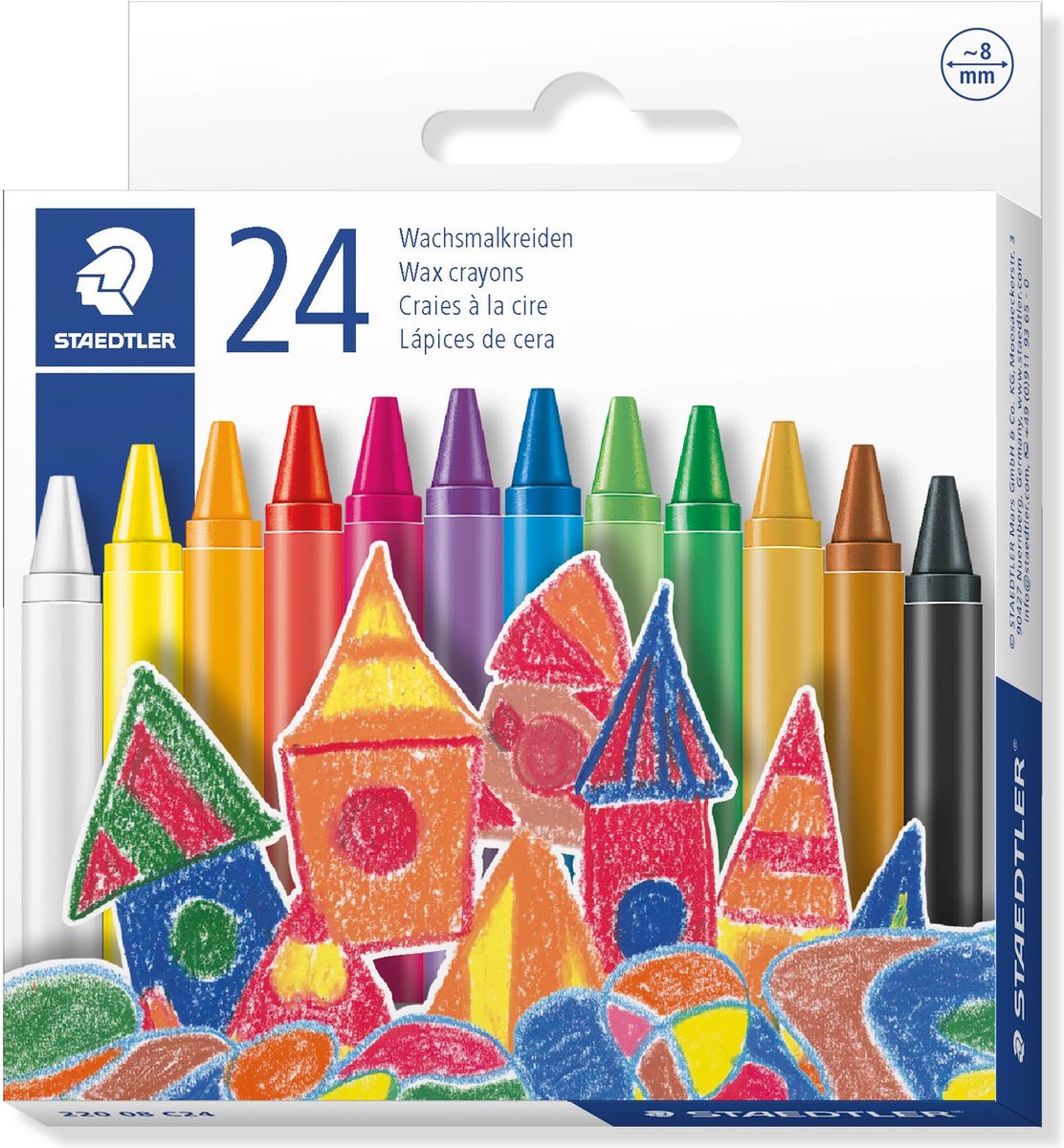 12 x Staedtler Wachsmalkreide 8mm 24 Stück
