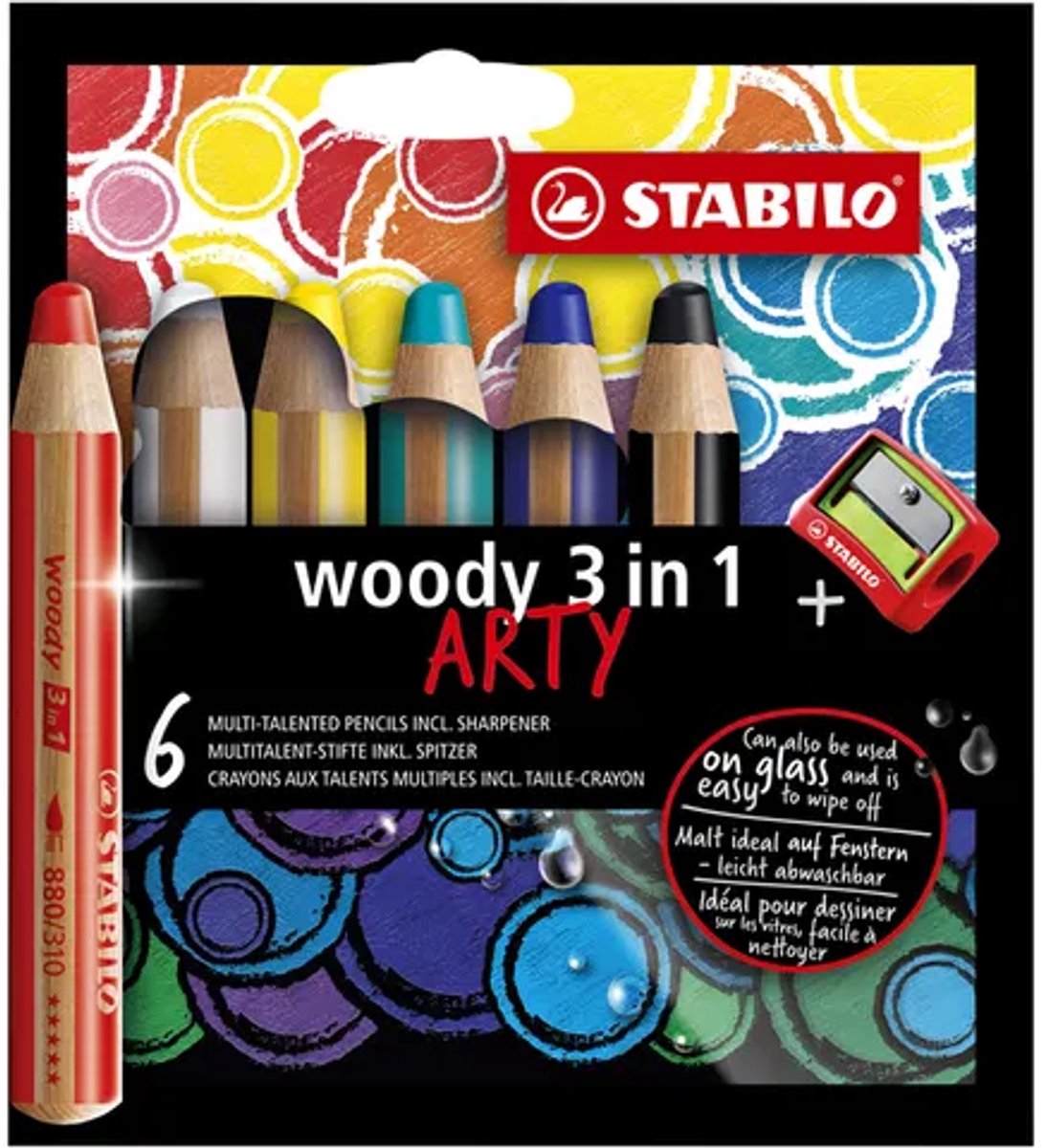 5 x Stabilo Multitalent-Stift woody 3 in 1 Arty Etui VE=6 Farben