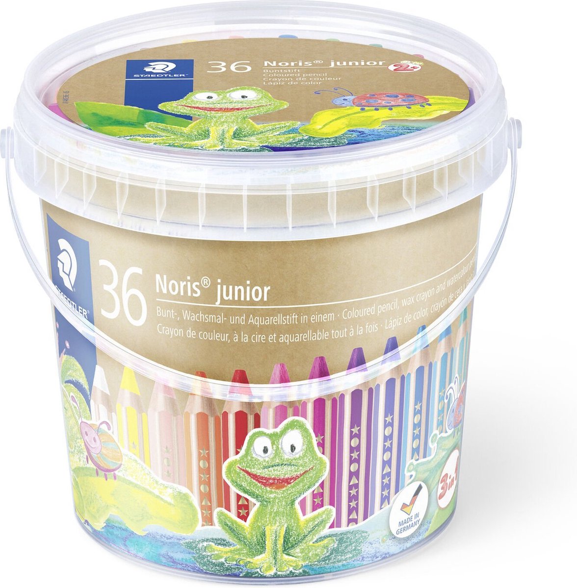 Staedtler Farbstift Noris junior 140 9,45mm Eimer 36 Stück + 3 Spitzer